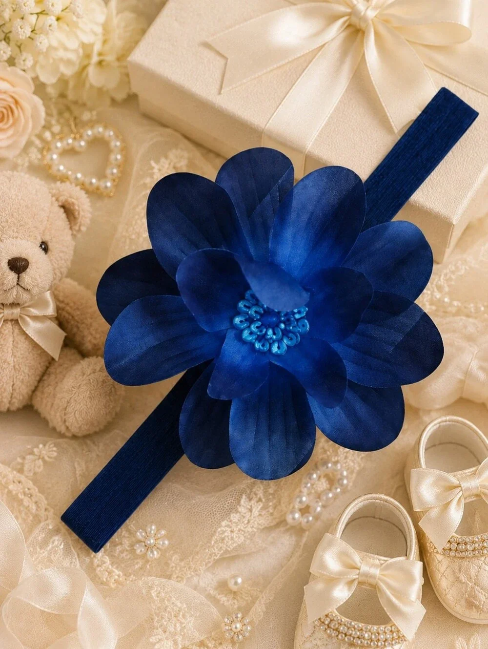 Shimmy Shimmy Navy Blue Flower Headband Baby Toddler Flower Girl NWT